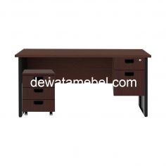 Meja Kantor Ukuran 160 - EXPO MP 160 + MP H02 + MP M03 / Mahogany 